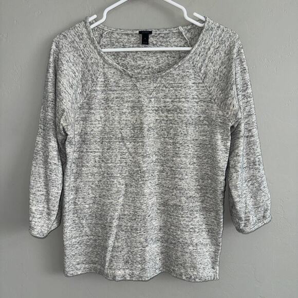 J.CREW Sweaters - J. Crew Woman’s Gray Cotton Terry Sweater Crewneck 3/4 Sleeve Sz S Style 58284